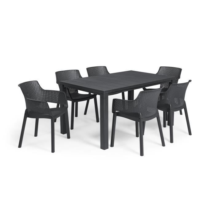 Lot de 6 fauteuils de jardin - Allibert by KETER - EVA - En résine - Coloris : gris graphite