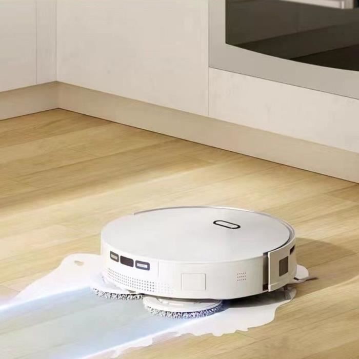 Robot Aspirateur Laveur connecté avec base de vidage - EZICLEAN All In One Z15 Pro - 10 000 Pa - 1,5 L - Blanc