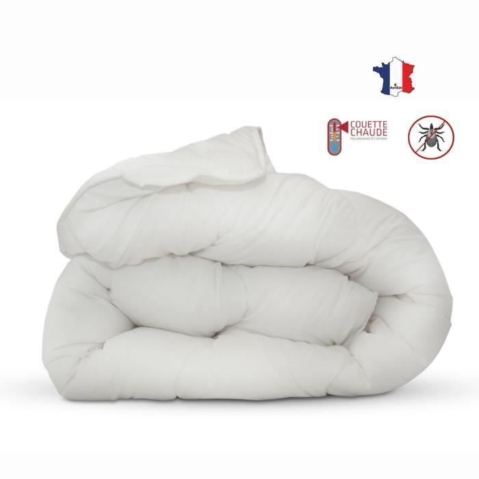 Couette anti-acariens - 220 x 240 cm - Chaude - 400 g/m˛ 2 personnes - Blanc - ABEIL