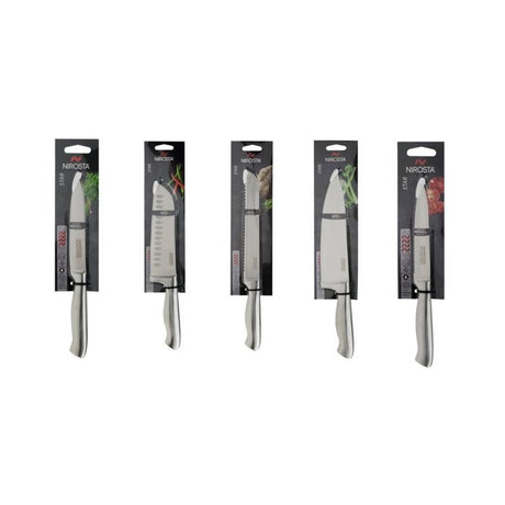 Ensemble de 5 couteaux de cuisine professionnels - NIROSTA - Inox - 24 a 33,5 cm