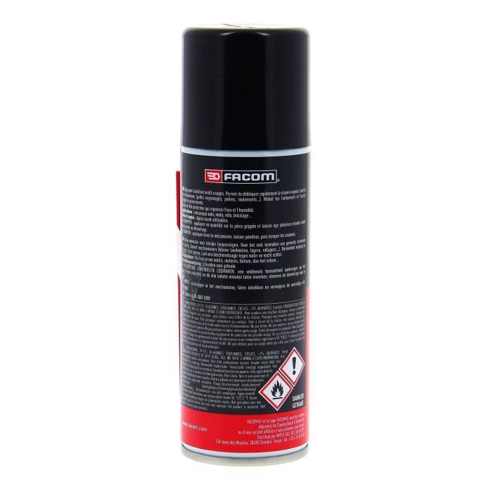 Dégrippant-lubrifiant Aérosol 200ml - FACOM - Permet de débloquer rapidement la visserie oxydée. Lubrifie les mécanismes