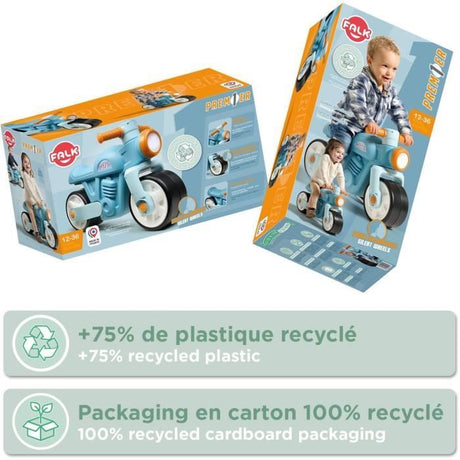 Draisienne Moto Premier - FALK - Avec roues silencieuses - Bleu - 75% Plastique Recyclé - 100% Fabriqué en France - Des 12 mois