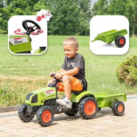 Tracteur a pédales - FALK - Claas avec remorque - Des 2 ans -100% Fabriqué en France -75% de plastique recyclé