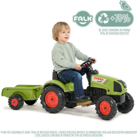 Tracteur a pédales - FALK - Claas avec remorque - Des 2 ans -100% Fabriqué en France -75% de plastique recyclé