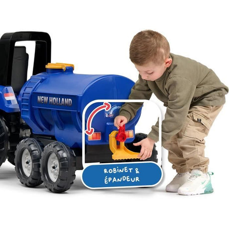 Remorque Citerne New Holland - FALK - Capacité 30L - Bleu- Adaptable avec les tracteurs FALK 3-7 ans - 100% Fabriqué en France