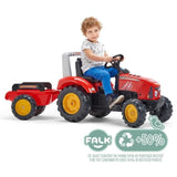 Tracteur a pédales Supercharger - FALK - Volant directionnel et remorque - Fabriqué en France - 60% de plastique recyclé - Des 3 ans