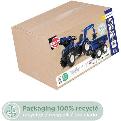 Tractopelle a pédales New Holland - FALK - Excavatrice et Remorque - 100% Fabriqué en France - 50% de plastique recyclé - Des 3 ans