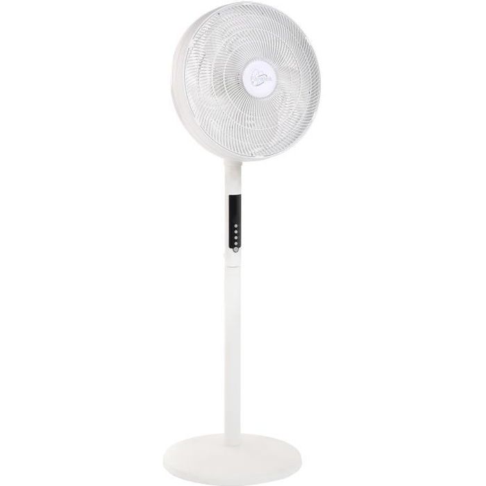 AIR-LIGHT RING - Ventilateur sur pied & Brasseur d'air blanc Ř40cm 70W avec couronne d'éclairage LED