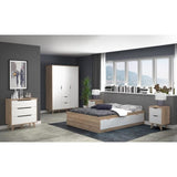 Commode VANKKA 3 Tiroirs - Décor chene et blanc - Scandinave - L 80 x P42 x H86,3cm