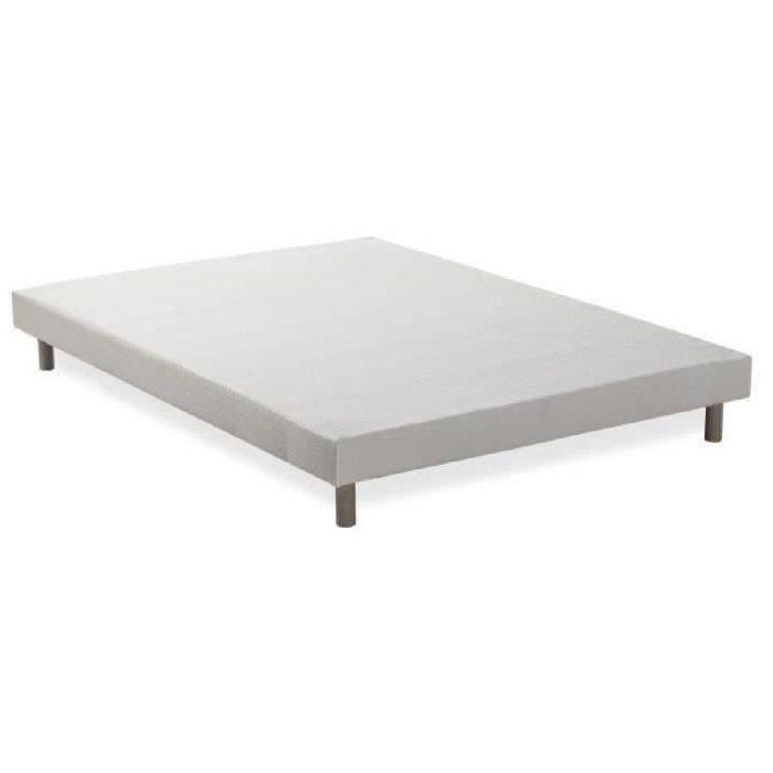 DEKO DREAM Rakenne Sommier tapissier a lattes 160 x 200 - Bois massif blanc + pieds