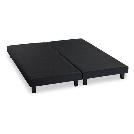 Sommiers tapissiers a lattes 2x80x200 cm - Bois massif Noir + Pieds - DEKO DREAM Rakenne