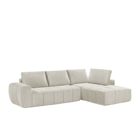 Canapé compressé modulable - 3 places - FLAVIE - Tissu Beige creme - 283 x 193 x 86 cm