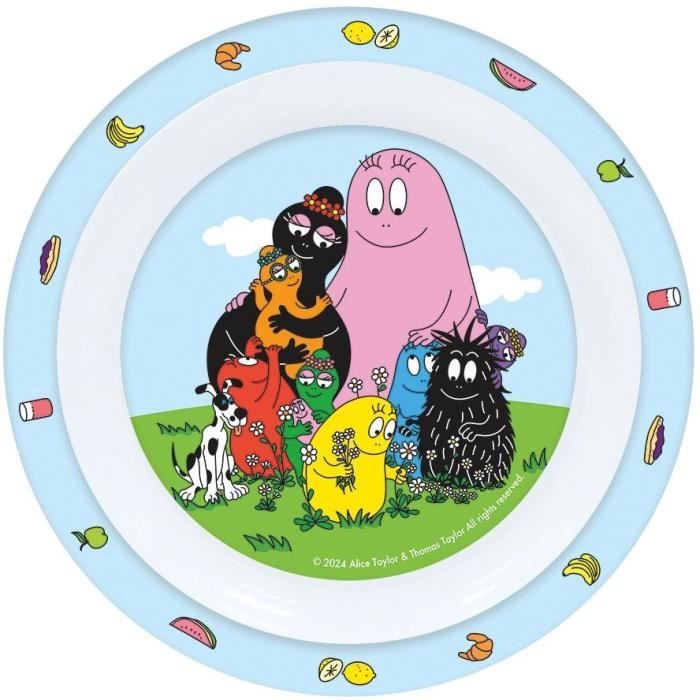 Lot vaisselle - FUN HOUSE - BARBAPAPA  - Verre, assiette Ř22 cm et Ř16 cm, couverts, gourde et boite goűter