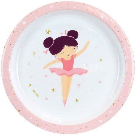 Lot vaisselle - FUN HOUSE - DANSEUSE BALLERINE - Assiette creuse Ř16 cm, plate Ř22 cm, verre 220 ml et peluche musicale 40 cm