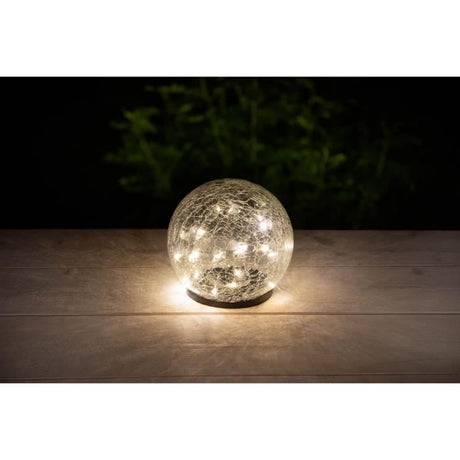 Sphere solaire GALIX - Effet verre brisé - Ř 15cm - 25 LED blanches