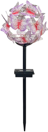 Décoration lumineuse solaire Nuée de Papillons - GALIX - G2623 - Métal - Hauteur 42 cm - 24 Micro LED - Blanc chaud - 3 Lumens