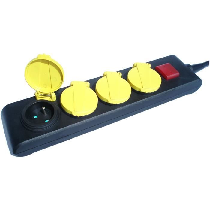 Bloc multiprises - GAO - IP44 - 4 prises, interrupteur, câble 1,5m