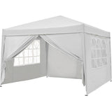 Tonnelle de jardin pliante - BORNEO - Cadre blanc et toile écru - 4 parois - Sac de transport - 3 x 3 m
