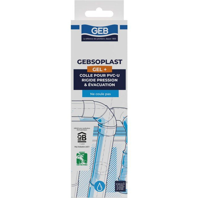 Colle PVC Gebsoplast Gel Plus - GEB - Pour PVC rigide pression et évacuation - 125 ml