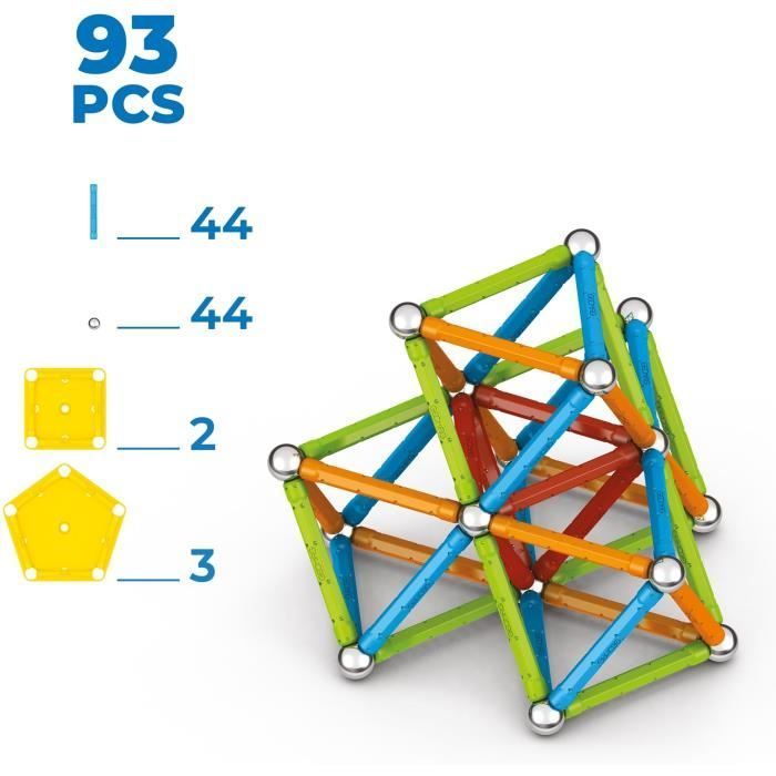 Jeu de construction magnétique - GEOMAG - Supercolor - 93 pieces - Magnétique - Des 3 ans