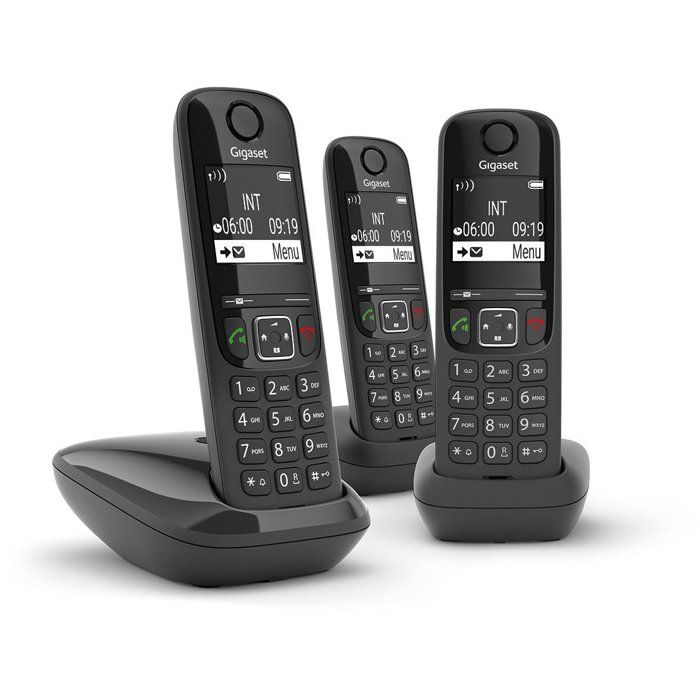 Téléphone Fixe AS690 Trio Noir - GIGASET - Mains-libres performant HSP™ - Blocage d'appels efficace
