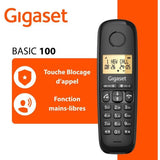 Téléphone fixe - GIGASET - Basic 100 Duo - Mode mains libres - Ecran rétroéclairé - Répertoire 50 contacts - Blocage d'appels - Noir