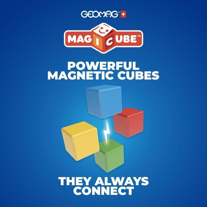 Blocs magnétiques - GEOMAG - Magicube 131 - 7 pieces - Fruits imprimés - Cartes incluses