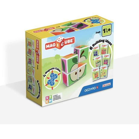 Blocs magnétiques - GEOMAG - Magicube 131 - 7 pieces - Fruits imprimés - Cartes incluses