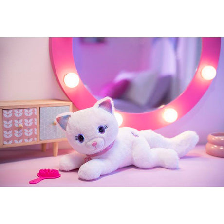 Gipsy Toys - Cuty Bella Fashionista - Peluche Interactive Chat – Toute Douce Qui s'illumine au Rythme de Jolies Mélodies - 30 cm