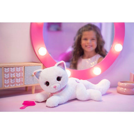 Gipsy Toys - Cuty Bella Fashionista - Peluche Interactive Chat – Toute Douce Qui s'illumine au Rythme de Jolies Mélodies - 30 cm