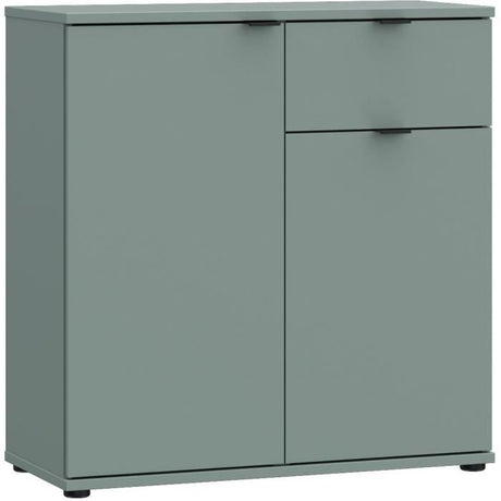 Petit meuble de rangement -  Buffet  - GANYMEDE - 2 portes - 1 tiroir - Sauge - 80,1 x 34,1 x 82,3 cm