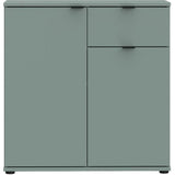 Petit meuble de rangement -  Buffet  - GANYMEDE - 2 portes - 1 tiroir - Sauge - 80,1 x 34,1 x 82,3 cm