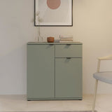 Petit meuble de rangement -  Buffet  - GANYMEDE - 2 portes - 1 tiroir - Sauge - 80,1 x 34,1 x 82,3 cm