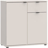 Petit meuble de rangement- buffet - GANYMEDE - 2 portes - 1 tiroir - Sable - 80,1 x 34,1 x 82,3 cm