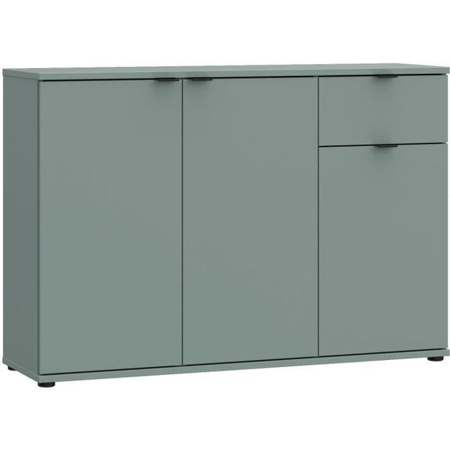 Buffet - GANYMEDE - 3 portes - 1 tiroir - Sauge - 119,8 x 34,1 x 82,3 cm
