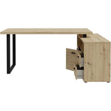 Bureau d'angle - GOLDSBORO - Chene artisan / Noir - 124,2 x 181,5 x 74,1 cm