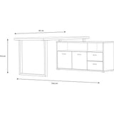 Bureau d'angle - GOLDSBORO - Chene artisan / Noir - 124,2 x 181,5 x 74,1 cm