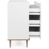 Commode Göteborg - 3 tiroirs - Décor blanc et chene - Style scandinave - L 79,8 x P 40 x H 86,5 cm
