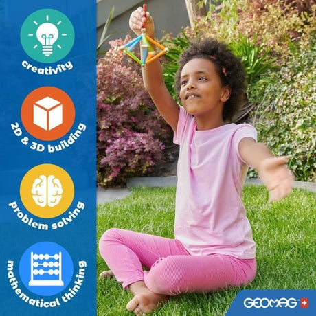 Coffret de construction - GEOMAG - Glow Recycled - 42 pieces - Luminescent - Magnétique - Plastique recyclé