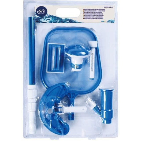 GRE - Kit nettoyage piscine 6 accessoires - Brosse, épuisette, manche, thermometre, balai et diffuseur