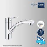 GROHE Robinet évier de cuisine Swift, Mitigeur monocommande avec mousseur économique d'eau, rotation a 140°, 30358000