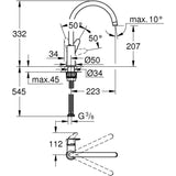 Mitigeur monocommande Evier - GROHE - 31554001 - Col de cygne - Chromé - Métal - Gris