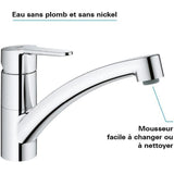 Mitigeur évier GROHE Start Eco - Chromé - Bec bas - Métal