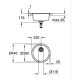 Evier de cuisine - Acier inoxydable - A encastrer par le dessus - GROHE K200 - 31720SD0
