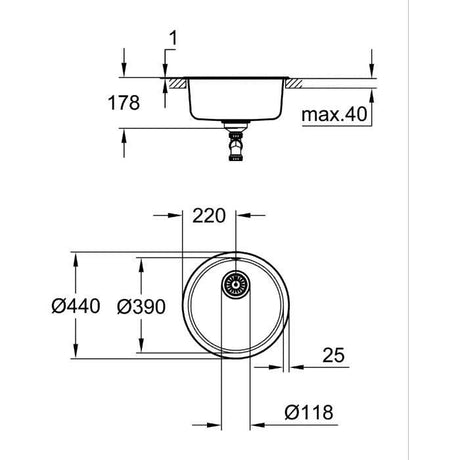 Evier de cuisine - Acier inoxydable - A encastrer par le dessus - GROHE K200 - 31720SD0