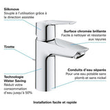 Mitigeur monocommande Lavabo GROHE QUICKFIX Start - Chromé - Economie d'eau - Installation facile
