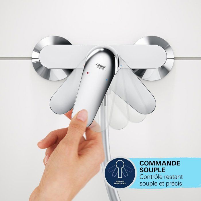 Mitigeur monocommande bain/douche - GROHE Swift - 24335001 - Chromé - Montage mural apparent