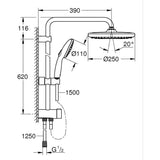 Colonne de douche avec inverseur manuel - Economie d'eau - GROHE Vitalio Start System 250 - Chromé - 26680001