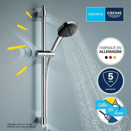 Ensemble de douche avec pommeau 2 jets, barre et flexible - GROHE Vitalio Comfort 110 26928001 - Sélection facile - Economie d'eau