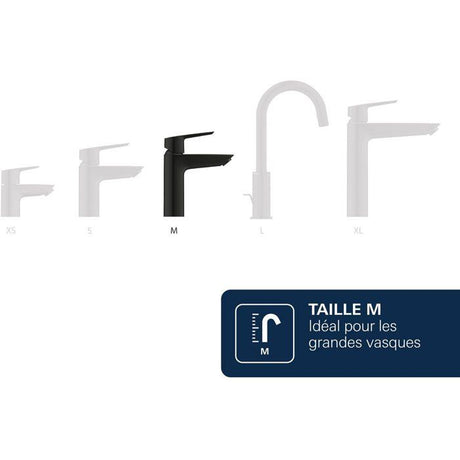 Mitigeur de lavabo - GROHE DICE - Taille M - Cartouche Ch3 & clic-clac - Noir mat